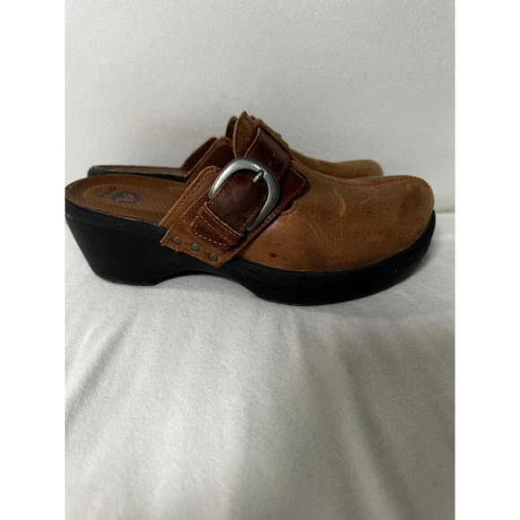 Crocs Leather Clogs Slip On Buckle Brown 15513 Women's Size 9 - Picture 5 of 6